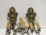 paire d'appliques murales antiques en laiton avec bougeoirs