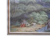 a picture of a painting of a man and a woman in the woods