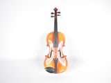 a violin that is sitting on a white surface