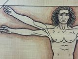 a drawing of a man with a cross on it