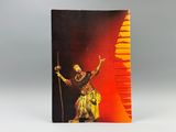 a book with a painting of a man holding a staff