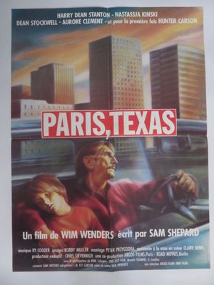 paris texas movie poster with a woman driving a car and a man sitting in the driver ' s seat