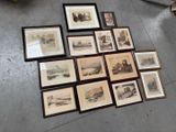 a lot of framed pictures on the floor of this room