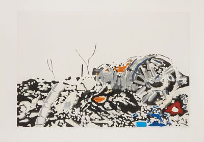 une image représentant une peinture d'un tas d'ordures sur une surface blanche