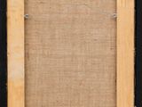 an old picture frame with a piece of wood in it