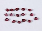 a group of red garnets on a white surface