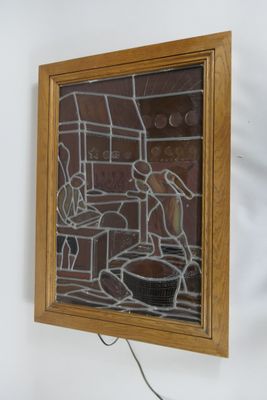 « Boulanger enfournant le pain » Vitrail polychrome dans un …