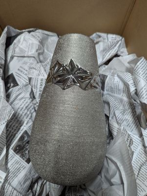 un vase en argent orné d'un anneau, posé dans une boîte