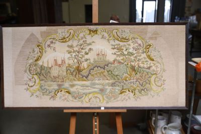 a picture of a painting on a easel in a room