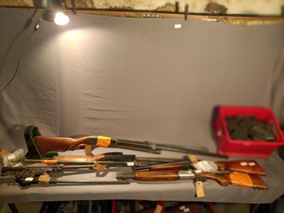 a lot of tools on a table in a room