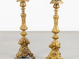 pair of antique brass candlesticks