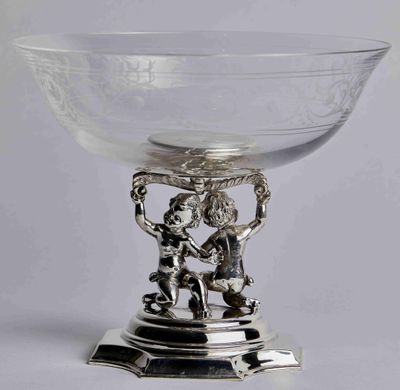 Belfiore Coupe EN Cristal Tenue Par Deux CHÉRubins EN Argent…