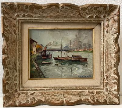 Léopold LECOMTE (1890-1963), Huile sur isorel, vue d'un cana…