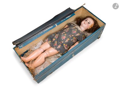 une image représentant une poupée dans une valise, sur fond blanc