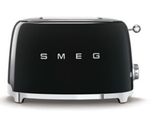 un grille-pain noir sur lequel est inscrit le mot « Smeg »