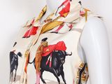 an image of a woman wearing a dress with a bull print on it