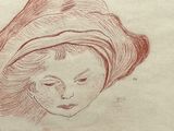 dessin représentant une jeune fille portant un chapeau sur la tête