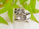 sterling silver ring with black onyxish stone, size 8