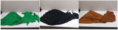 four different pictures of different colors of clothing on a white table