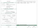 a green and white document with a barcode on it