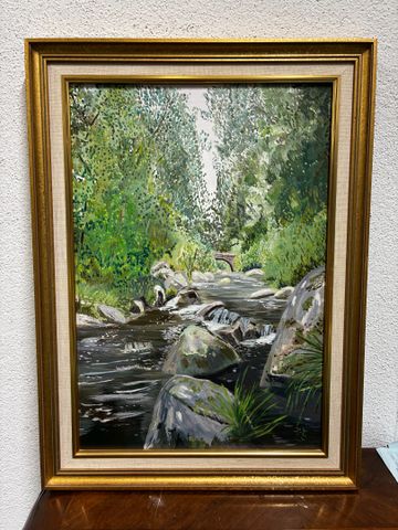 Jean-Christophe Couchot (XXeme) « Le ruisseau ». Huile sur toile....
