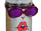purple sunglasses on a canister with lips and lips on it