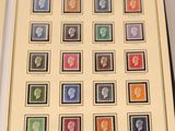 an open book with a picture of a collection of stamps on it