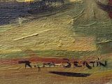 an image of a painting of a person on a boat in a body of water