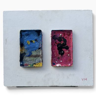 painting of two rectangles of different colors on a white surface