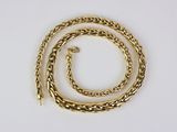 a gold chain with a clasp on a white background