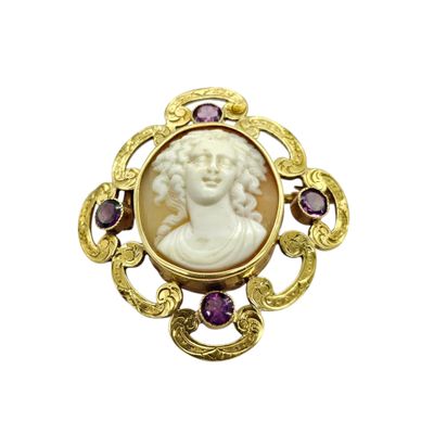 an image of a picture of a woman in a gold broochle