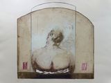 tableau représentant une femme nue dans un miroir, sur fond blanc