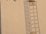 a cardboard box with a drawing of a tower on it