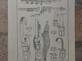 a picture of a drawing of various tools on a wall
