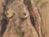 l'image d'un dessin d'une femme nue assise sur le sol