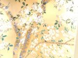 a picture of a folding screen with a tree on it