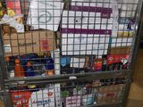 a large metal cart with many items in it