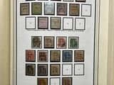 an open book with stamps on it and a picture on the page