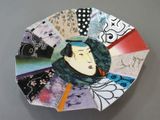 a plate with a picture of a woman on it