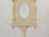 un tableau représentant une horloge posée sur un socle surmonté d'une croix