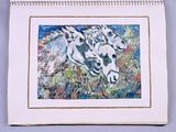 a picture of a painting of horses running in the field