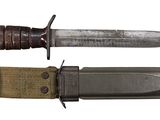 two different types of knives on a white background