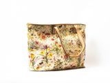 floral print canvas tote bag with leather handles