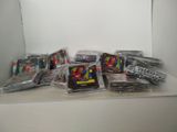 many bags of candy sitting on a shelf