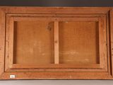 an old wooden window frame with two glass doors