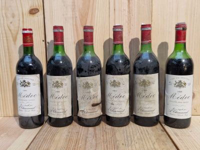6 Bouteilles Médoc, a. Chamvermeil, 1989 (x1), 1996 (x5) Dif…