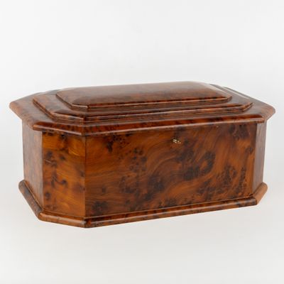 an image of a wooden box with a lid on a white background