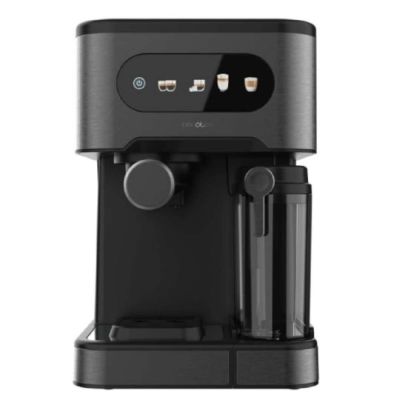a black coffee machine sitting on top of a white surface
