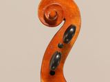 a close up of the back of a violin with a fiddle in the foreground