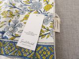 yellow, blue and white floral print pocket square scarf